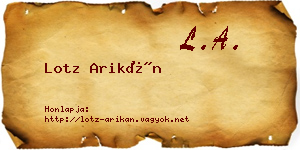 Lotz Arikán névjegykártya